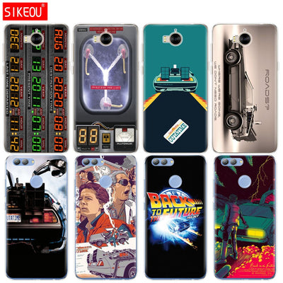 Silicone phone Cover Case for huawei Y3 Y6 Y5 2 II  2017 nova 2s 2 LITE plus Back to the Future DeLorean Time Machine